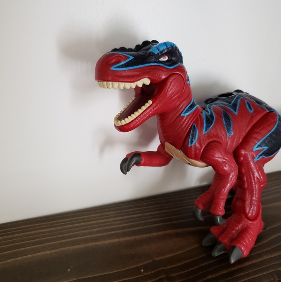 Mattel Imaginext 2004 Razor T-Rex Dinosaur Red Blue Black Roaring Noises works - Picture 4 of 5